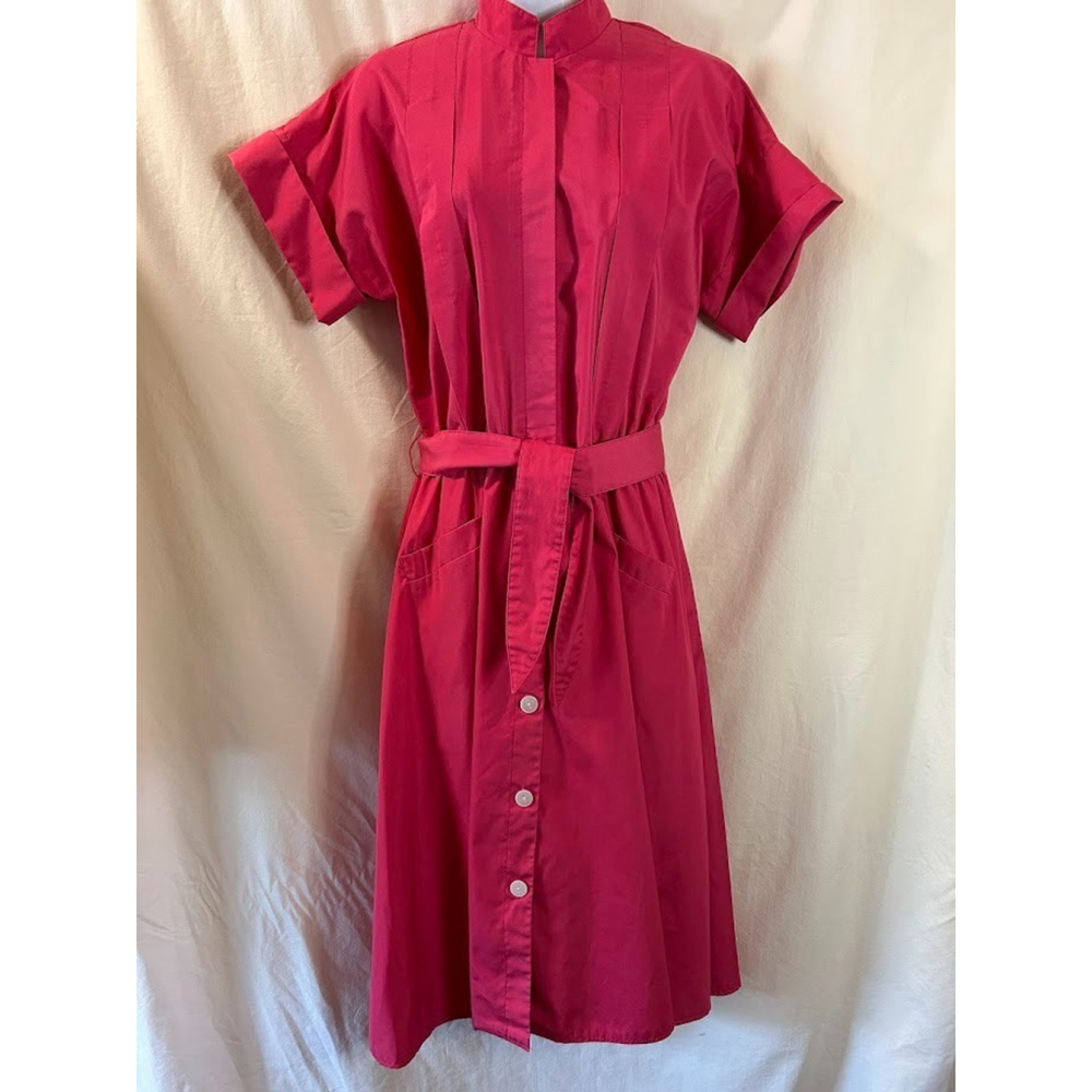 Vintage Handmade Dress Mom Secretary Y2K 1980's Button Front Pockets 14/16